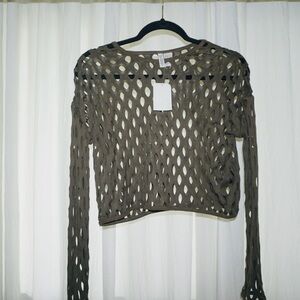 H&M Olive Green Open-Knit Blouse